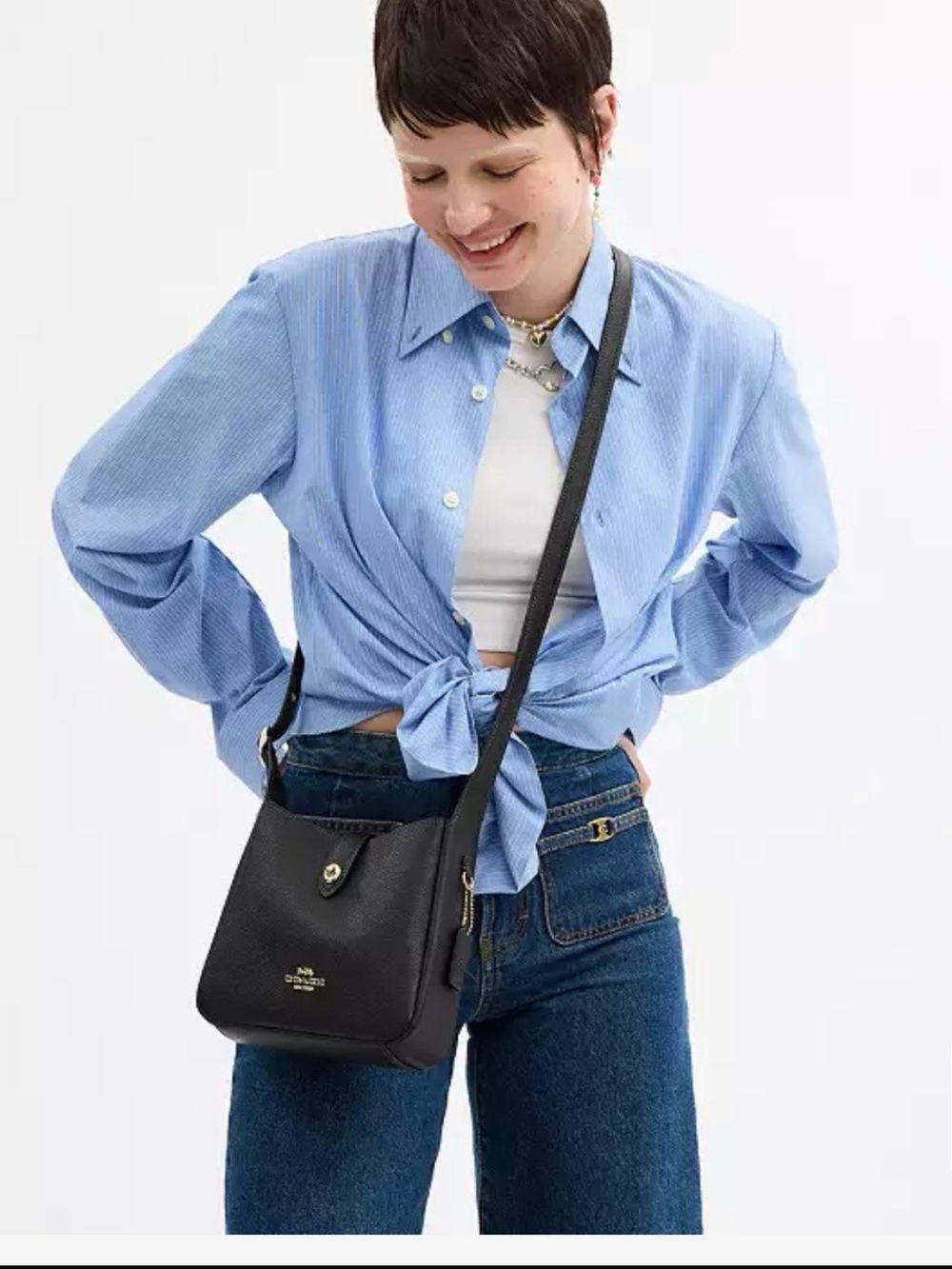 COACH Black Pebbled Leather Hadley mini - Picture 8 of 11